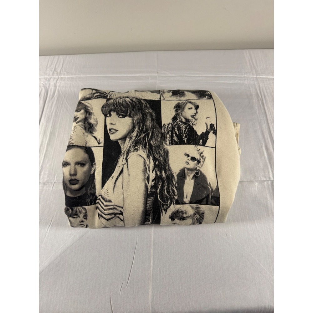 Taylor Swift The Eras Tour Hoodie Beige Photo Grid Graphic Small TS Eras Tour